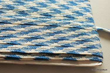 Blue And White Thread Lace Trim, Approx. 10 mm wide